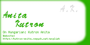 anita kutron business card